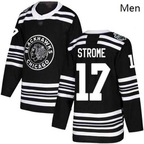 Blackhawks #17 Dylan Strome Black Authentic 2019 Winter Classic Stitched Hockey Jersey